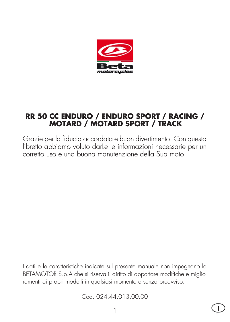 Image de la première page du manuel de l'appareil RR 50 (2019)