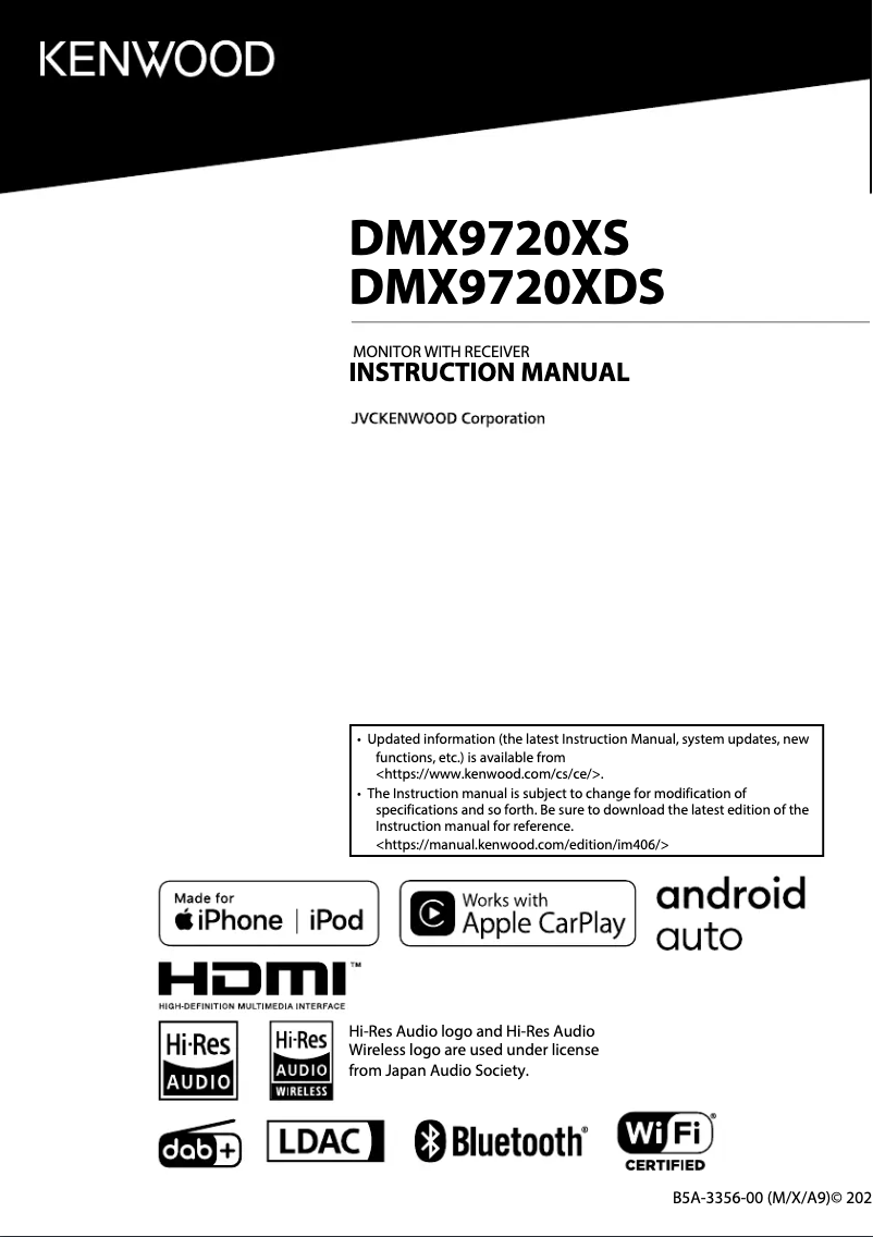 Page n°1 - Manuel utilisateur Kenwood DMX9720XS