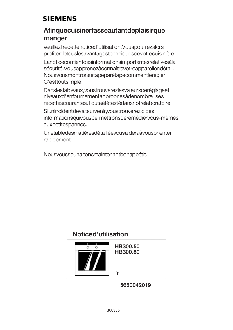 Page n°1 - Mode d'emploi Siemens HB300550