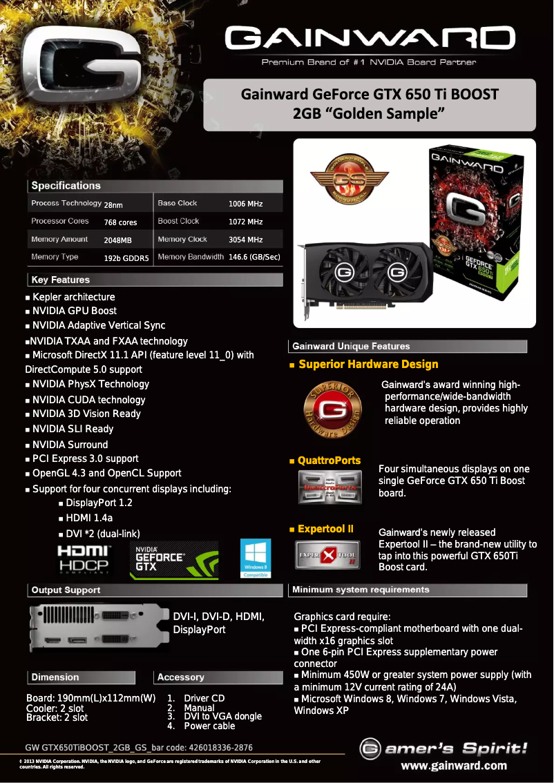 Image de la première page du manuel de l'appareil GeForce GTX 650 Ti Boost