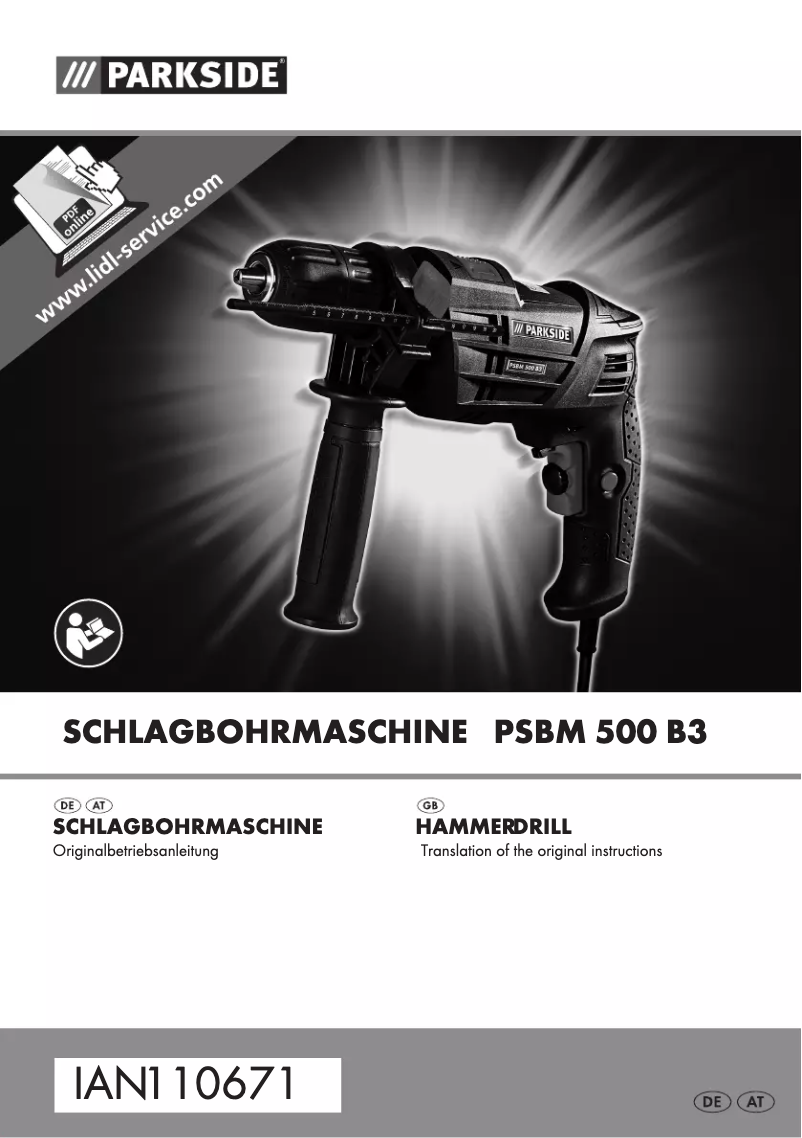 Page 1 de la notice Manuel utilisateur Parkside PSBM 500 B3