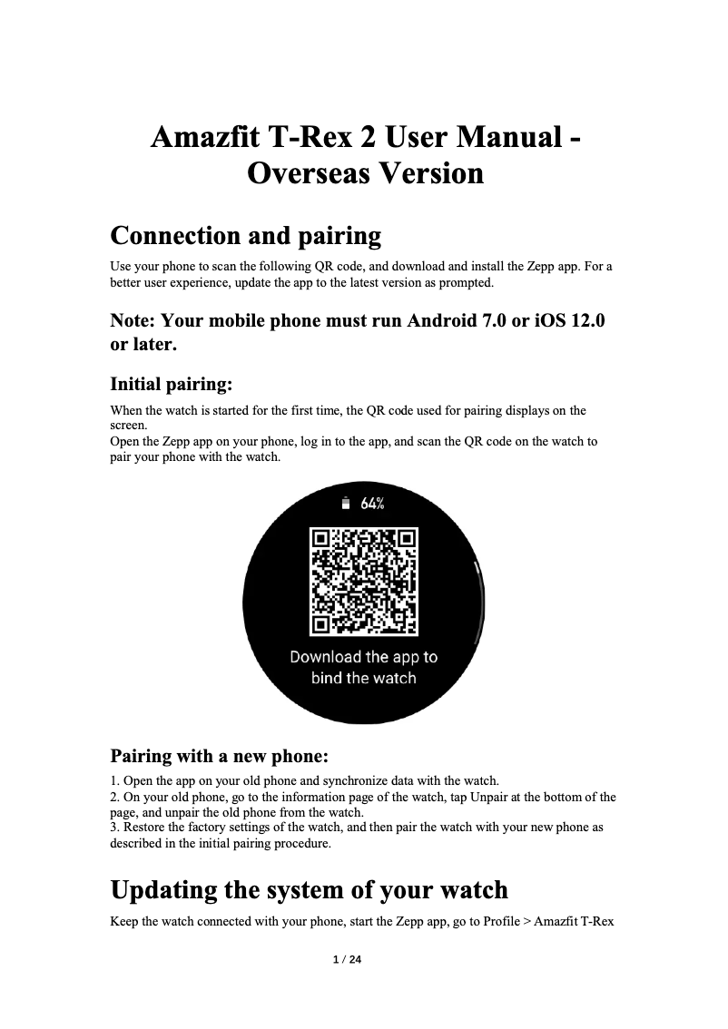 Imagen de la primera página del manual del dispositivo T-Rex 2 Black