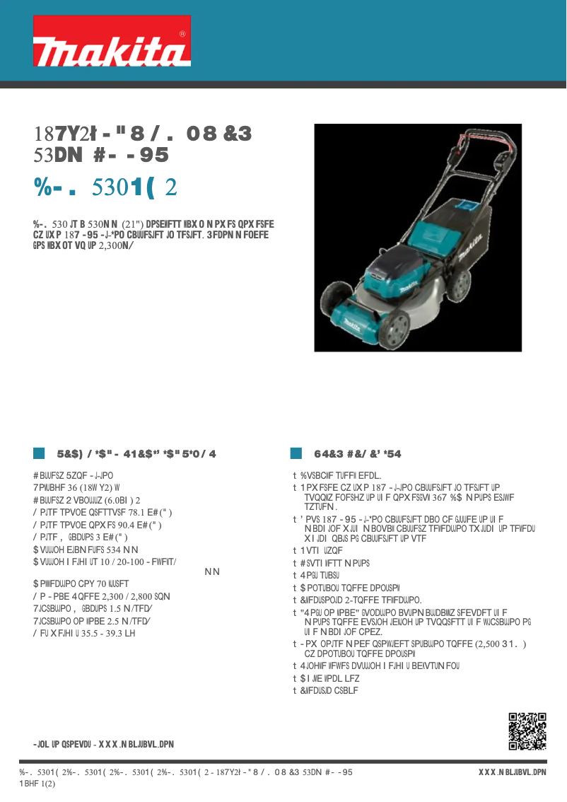 Page 1 de la notice Fiche technique Makita DLM530PG2