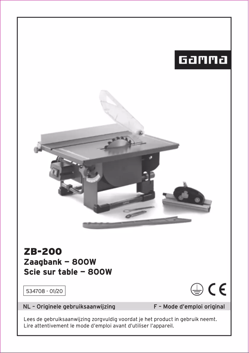 Page 1 de la notice Manuel utilisateur Gamma ZB-200