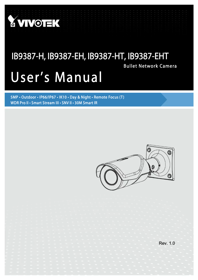 Page 1 de la notice Manuel utilisateur Vivotek IB9387-HT