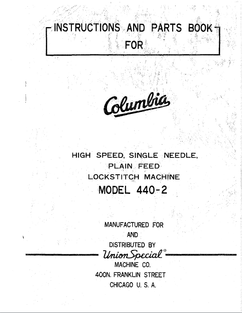 Page n°1 - Manuel utilisateur Union Special Columbia 440-2