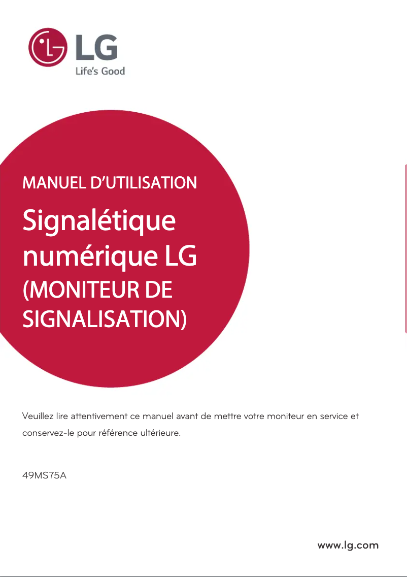 Page n°1 - Manuel utilisateur LG 49MS75A