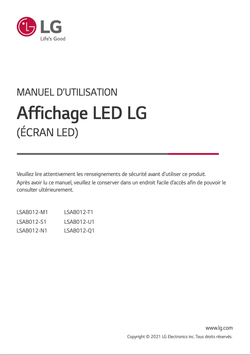 Page n°1 - Manuel utilisateur LG Magnit LSAB012-T1