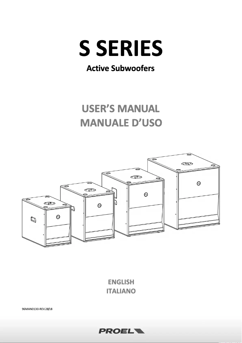 Page n°1 - Manuel utilisateur Proel S18A