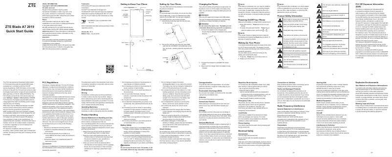 Page 1 de la notice Guide de démarrage rapide ZTE Blade A7