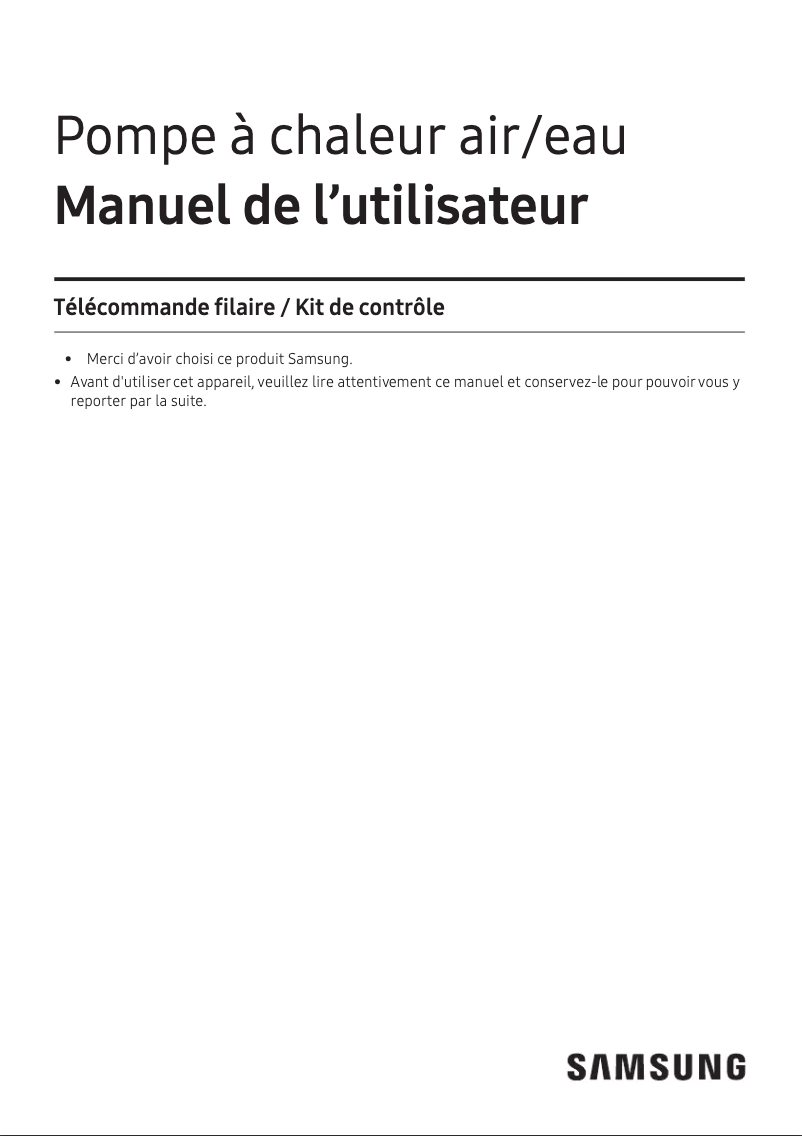 Page 1 de la notice Manuel utilisateur Samsung AE090RNYDEG