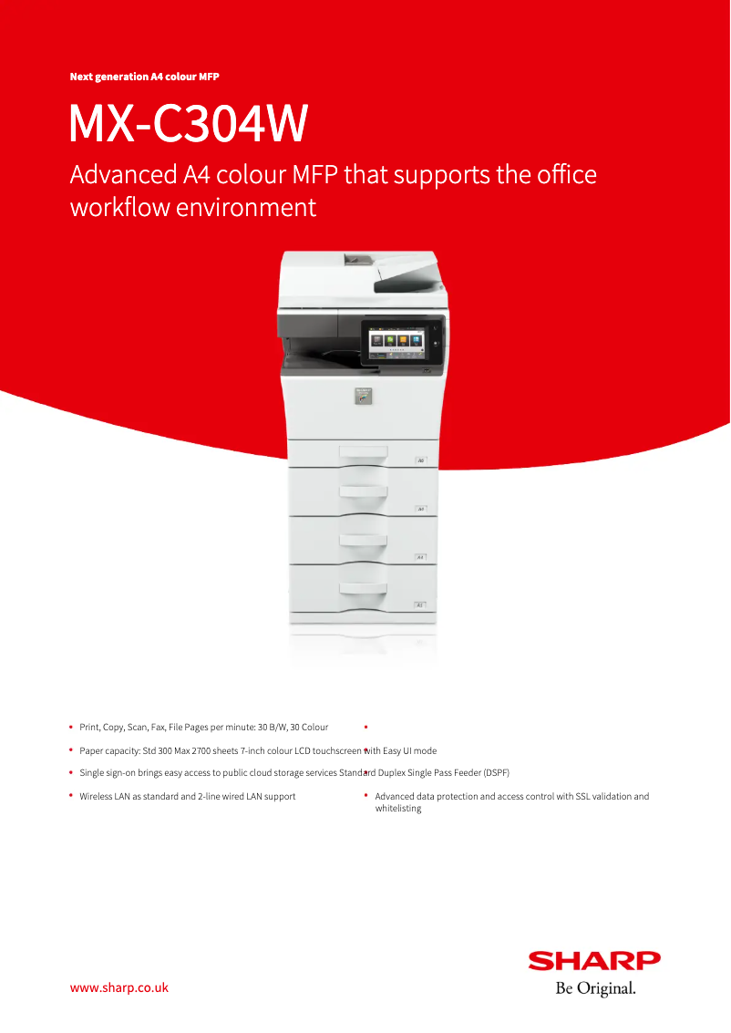 Image de la première page du manuel de l'appareil MX-C304W