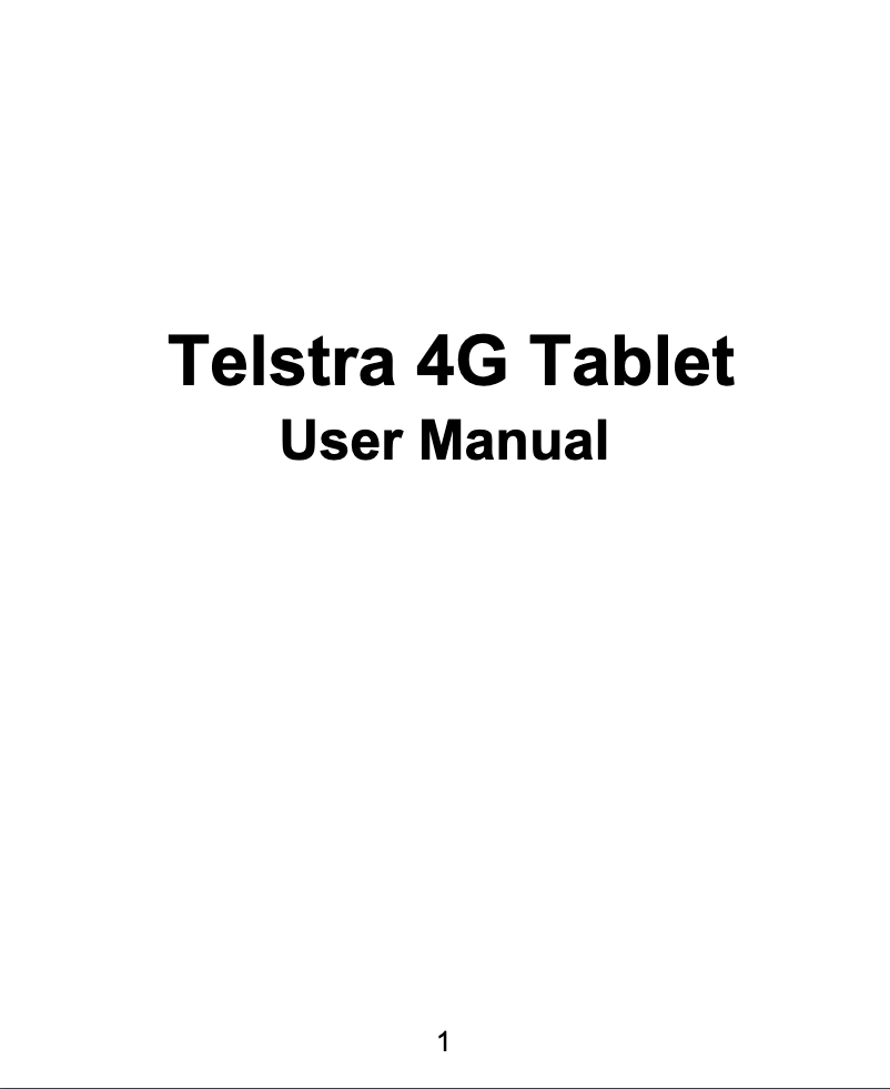 Image de la première page du manuel de l'appareil Telstra 4G Tablet