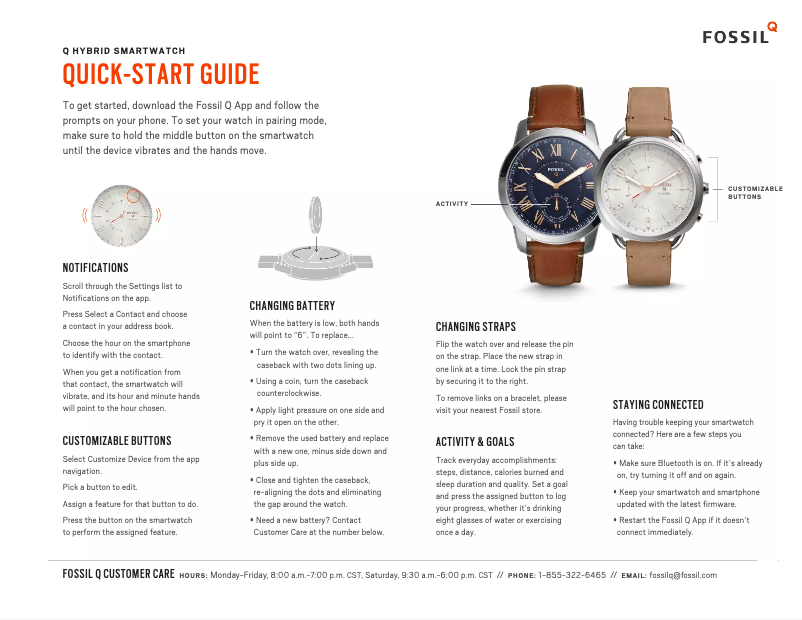 Page n°1 - Manuel utilisateur Fossil Q Jacqueline Hybrid FTW5014