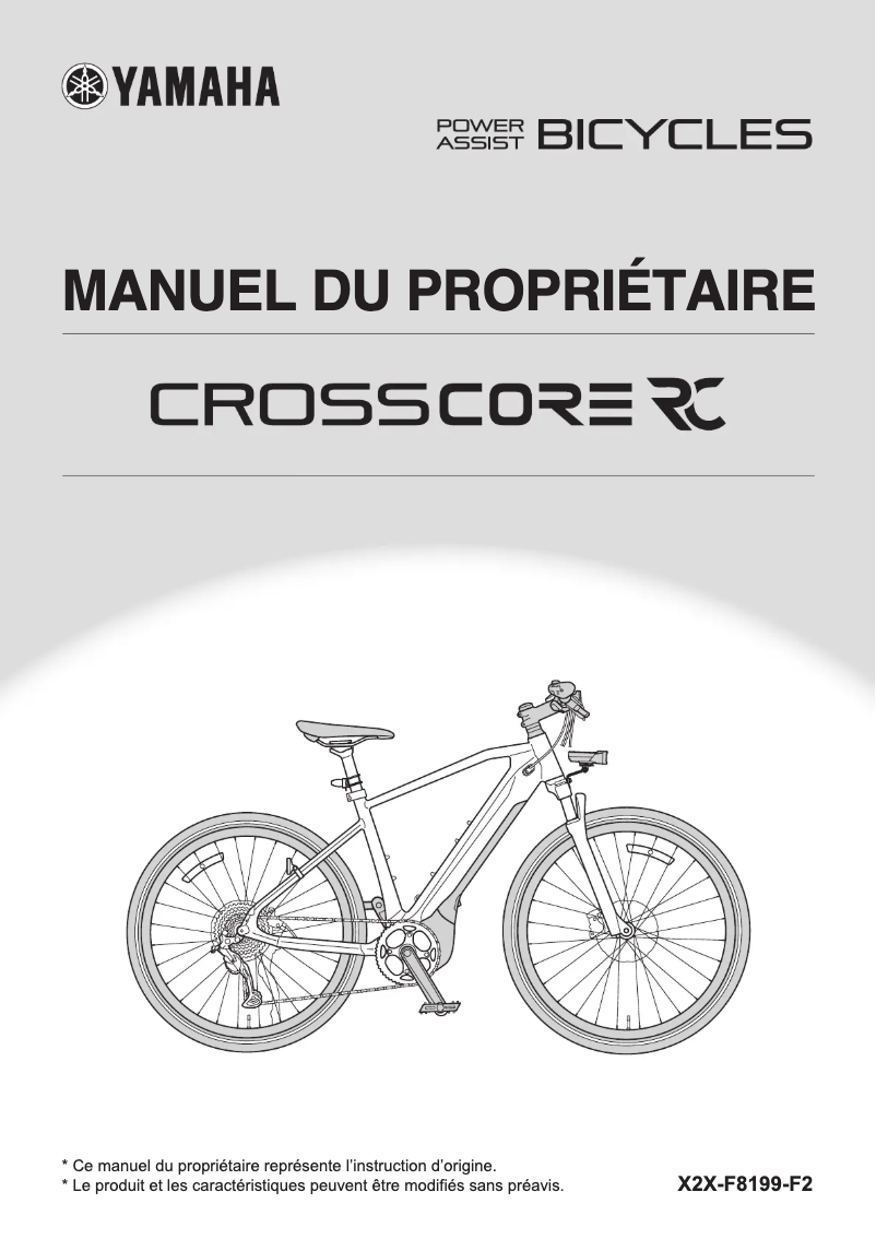 Page 1 de la notice Manuel utilisateur Yamaha CrossCore RC (2022)