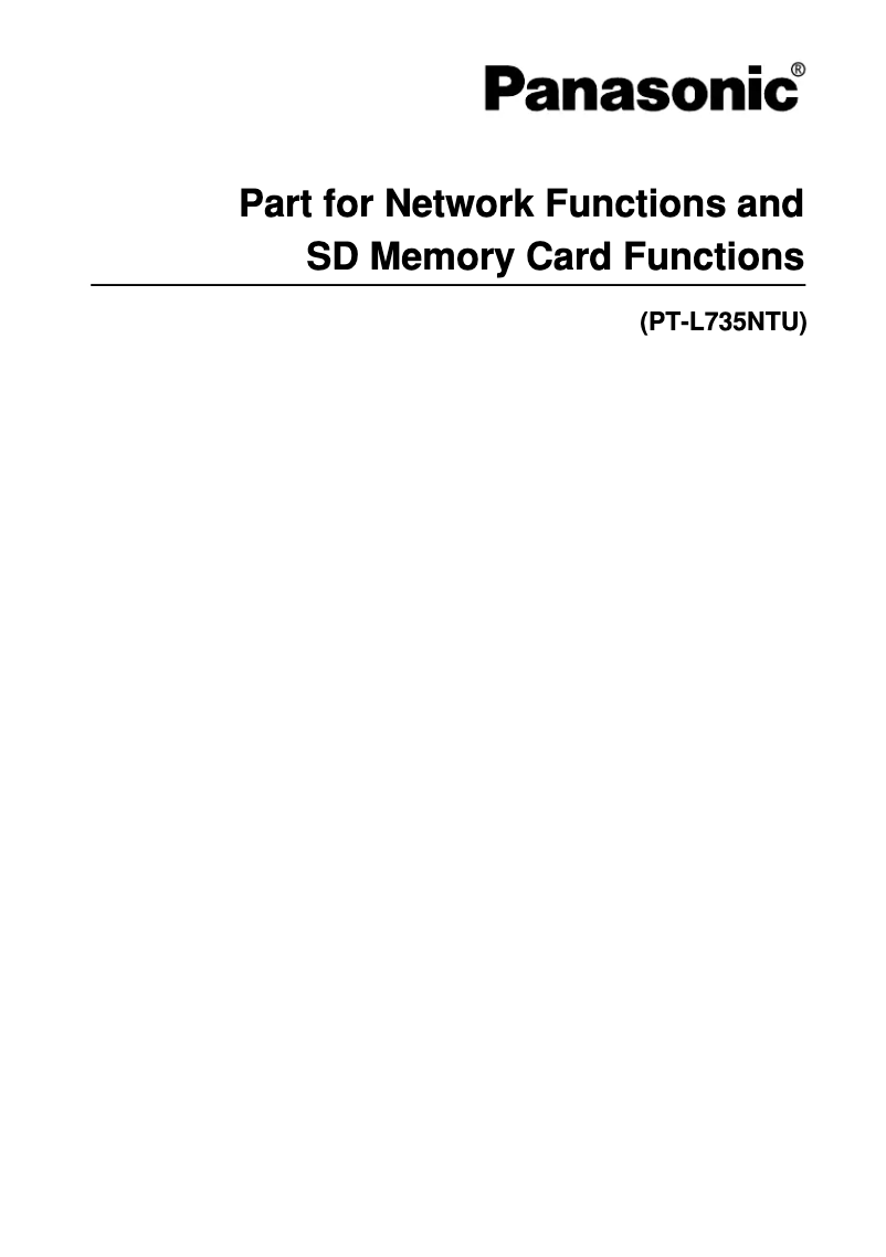 Image de la première page du manuel de l'appareil PT-L735NTU