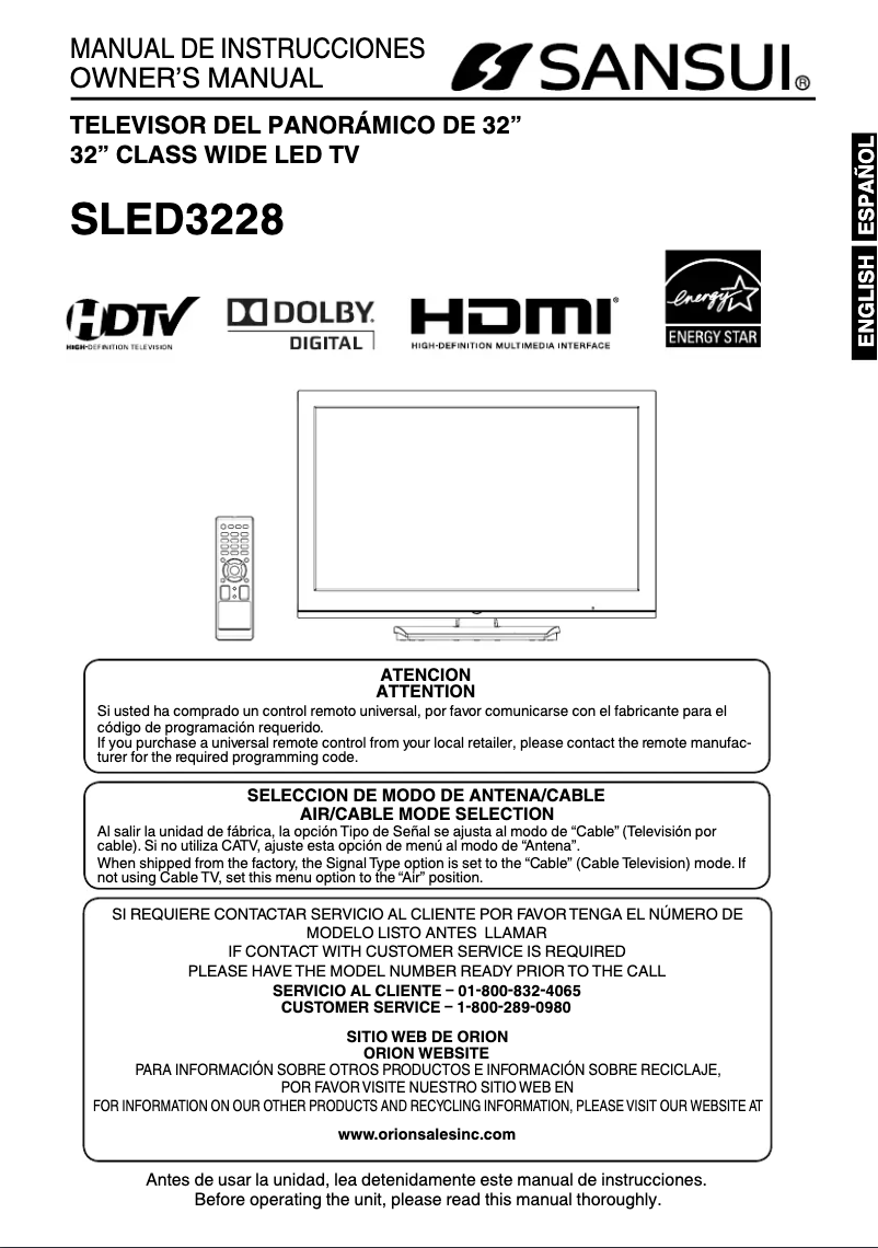 Image de la première page du manuel de l'appareil SLED3228