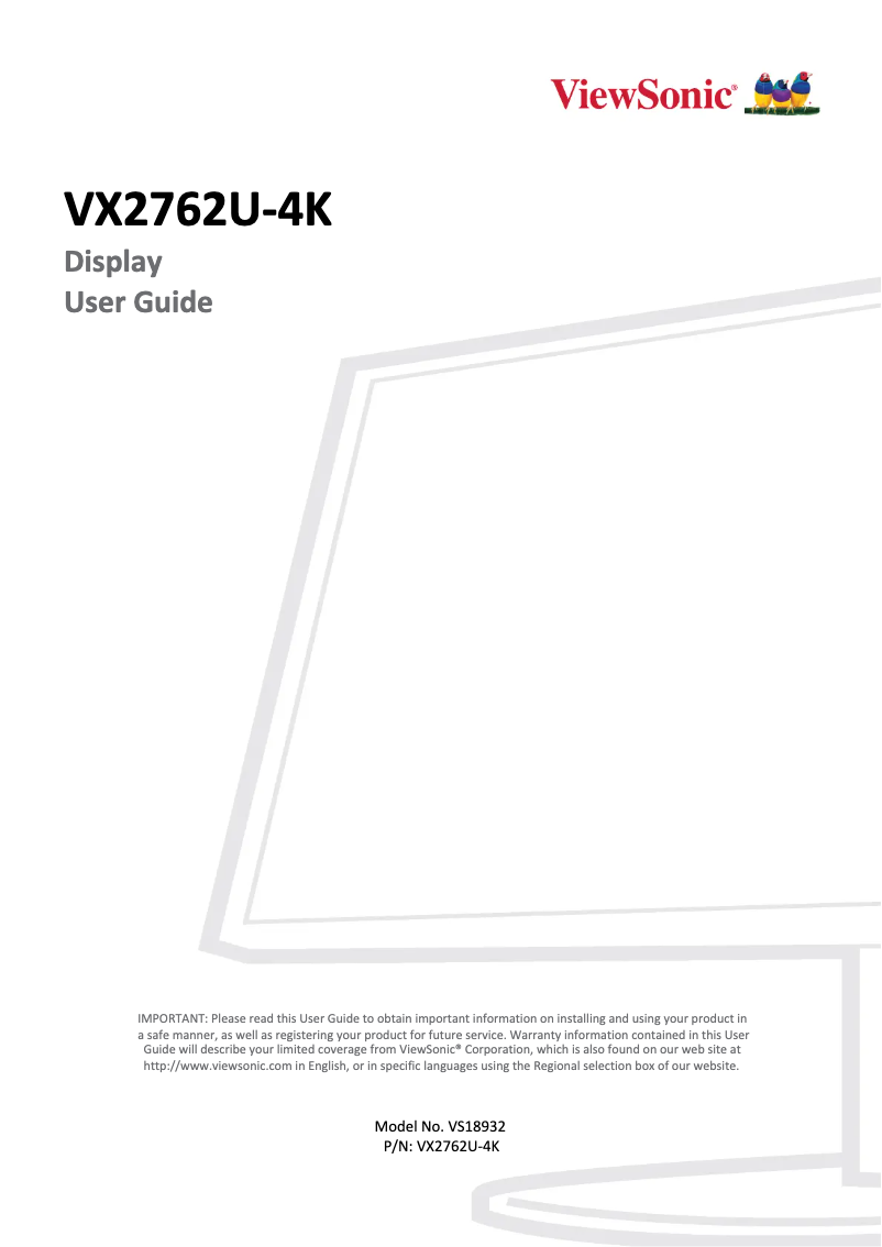 Page n°1 - Manuel utilisateur Viewsonic VX2762U-4K
