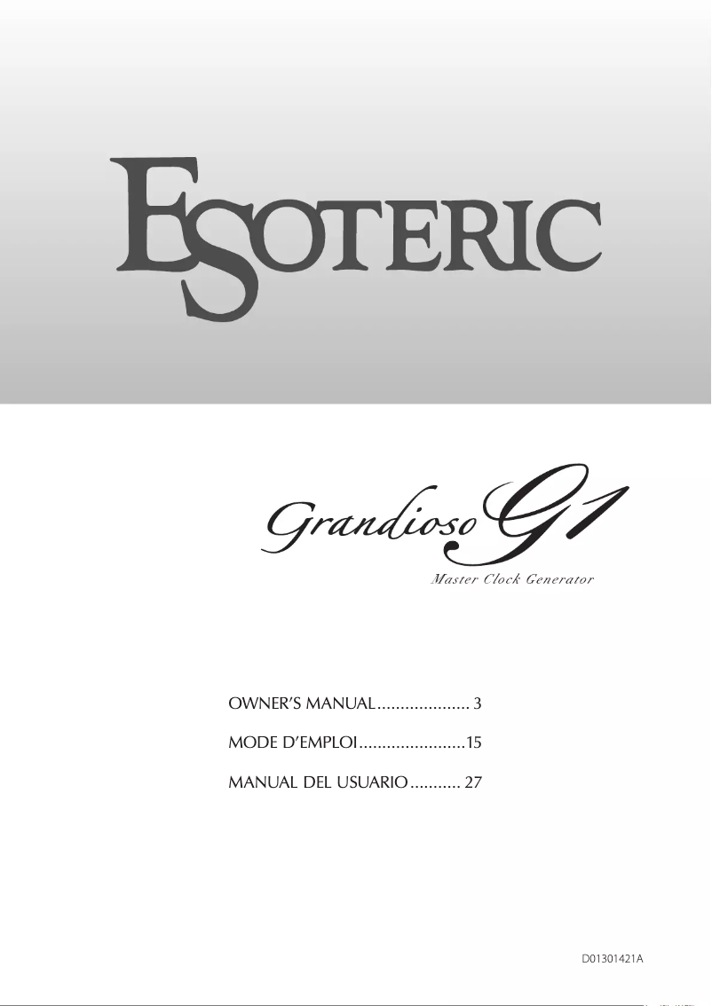 Page n°1 - Manuel utilisateur Esoteric Grandioso G1