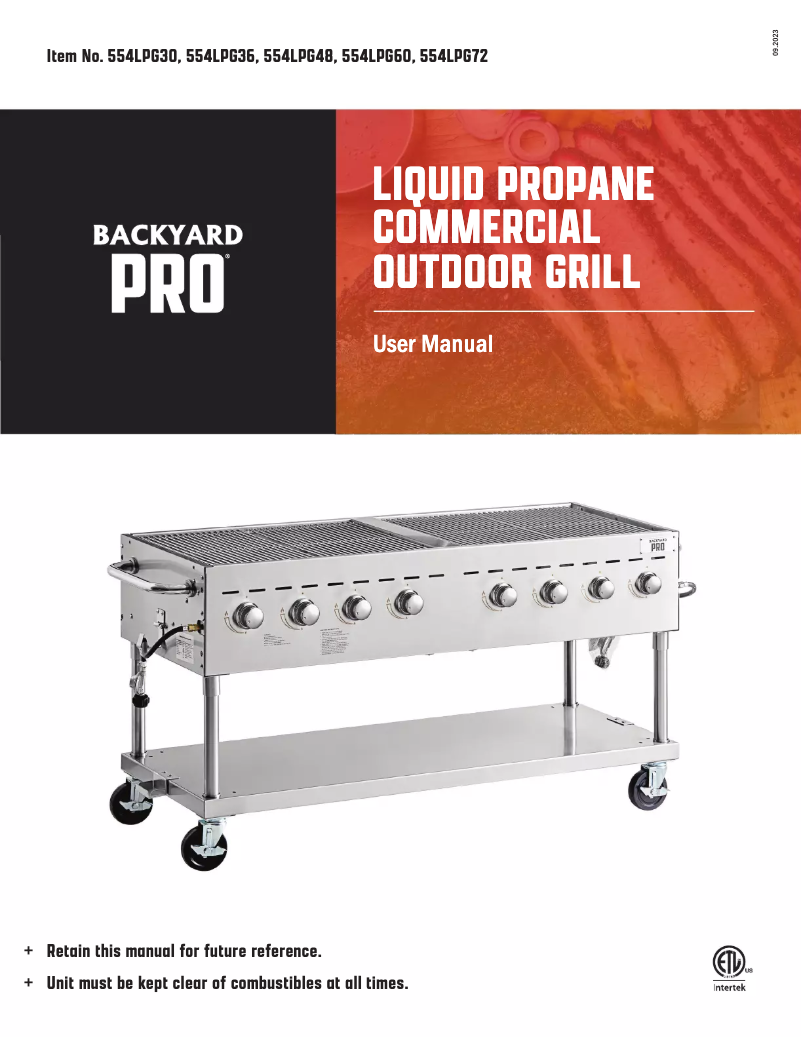 Page 1 de la notice Manuel utilisateur Backyard Pro LPG36