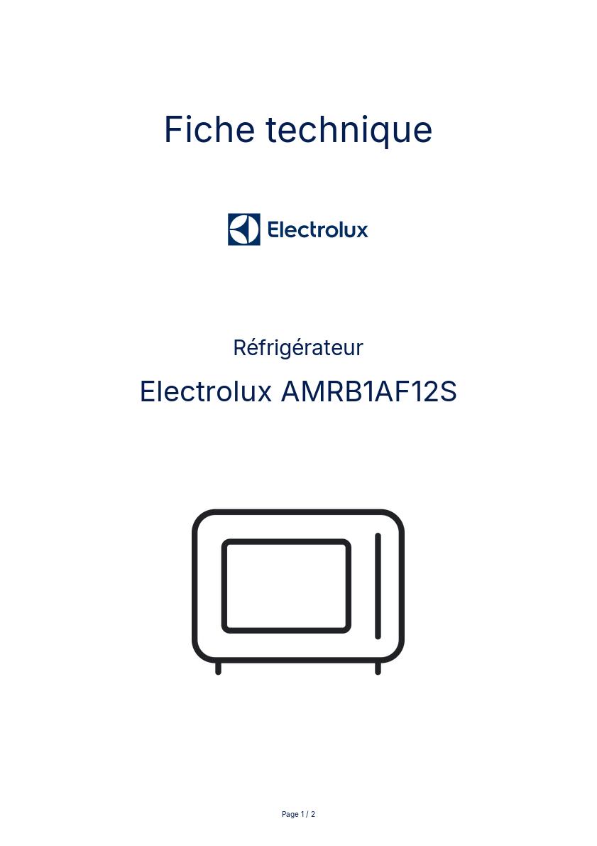 Page n°1 - Fiche technique Electrolux AMRB1AF12S