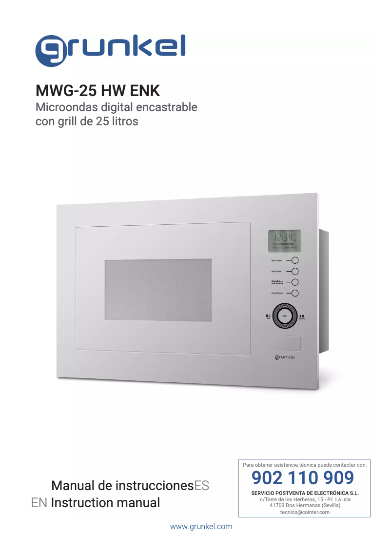 Page 1 de la notice Manuel utilisateur Grunkel MWG-25 HW ENK