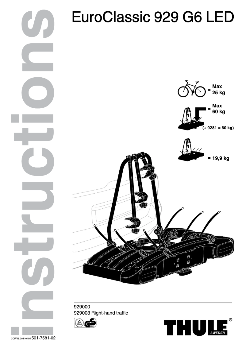 Página 1 del manual Manual de usuario Thule EuroClassic G6 LED 929
