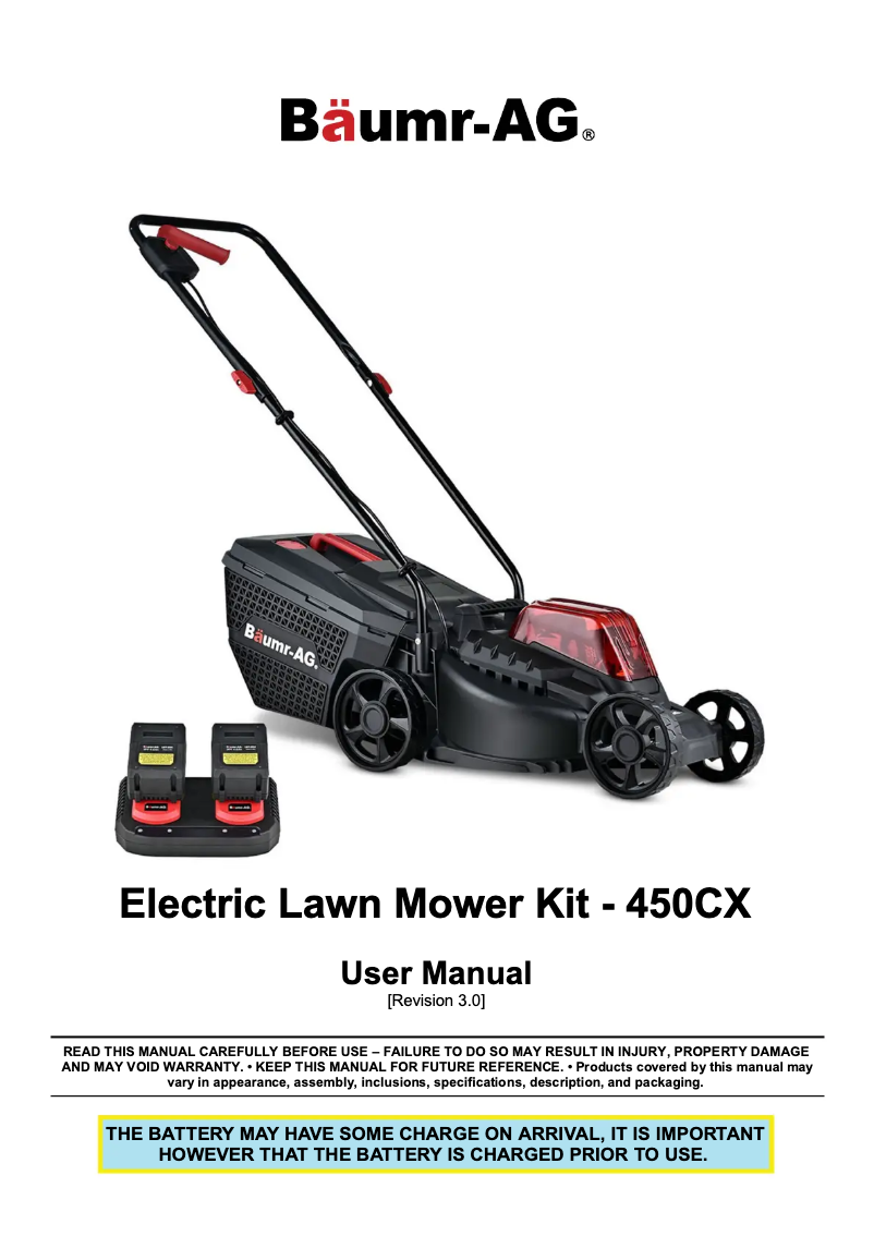 Page n°1 - Manuel utilisateur Baumr-AG 450CX