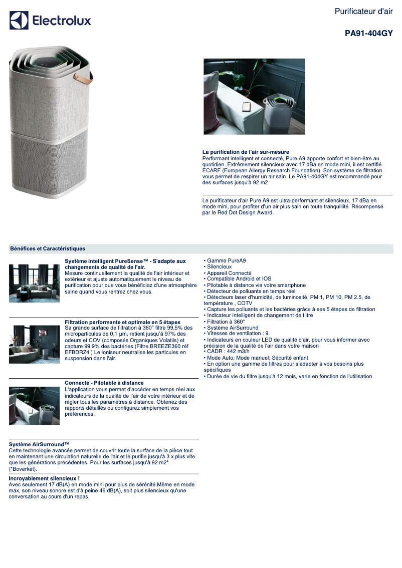 Image de la première page du manuel de l'appareil Pure A9 PA91-404GY