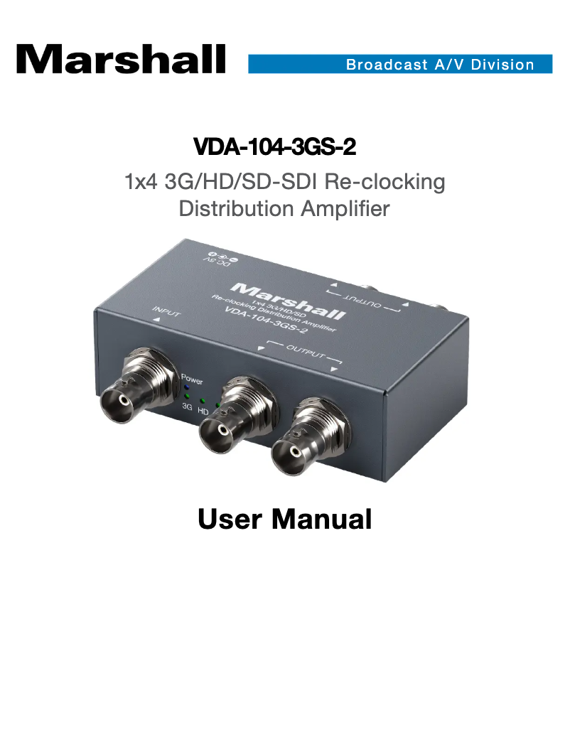 Page n°1 - Manuel utilisateur Marshall Electronics VDA-104-3GS-2