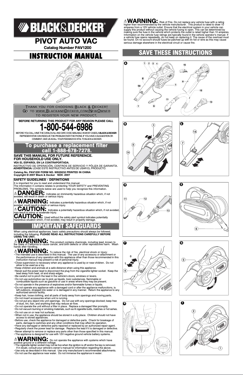 Image de la première page du manuel de l'appareil PAV1200W