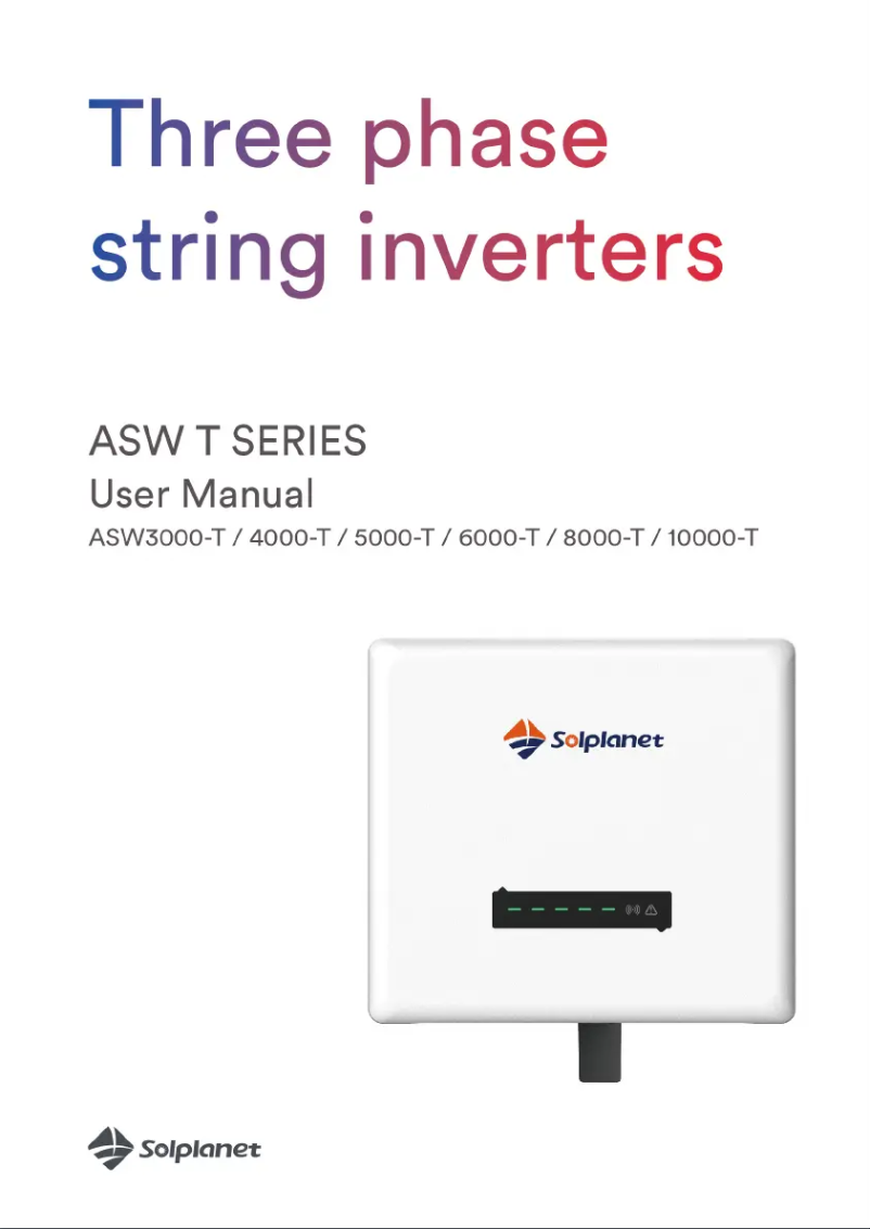 Page n°1 - Manuel utilisateur Solplanet ASW6000-T