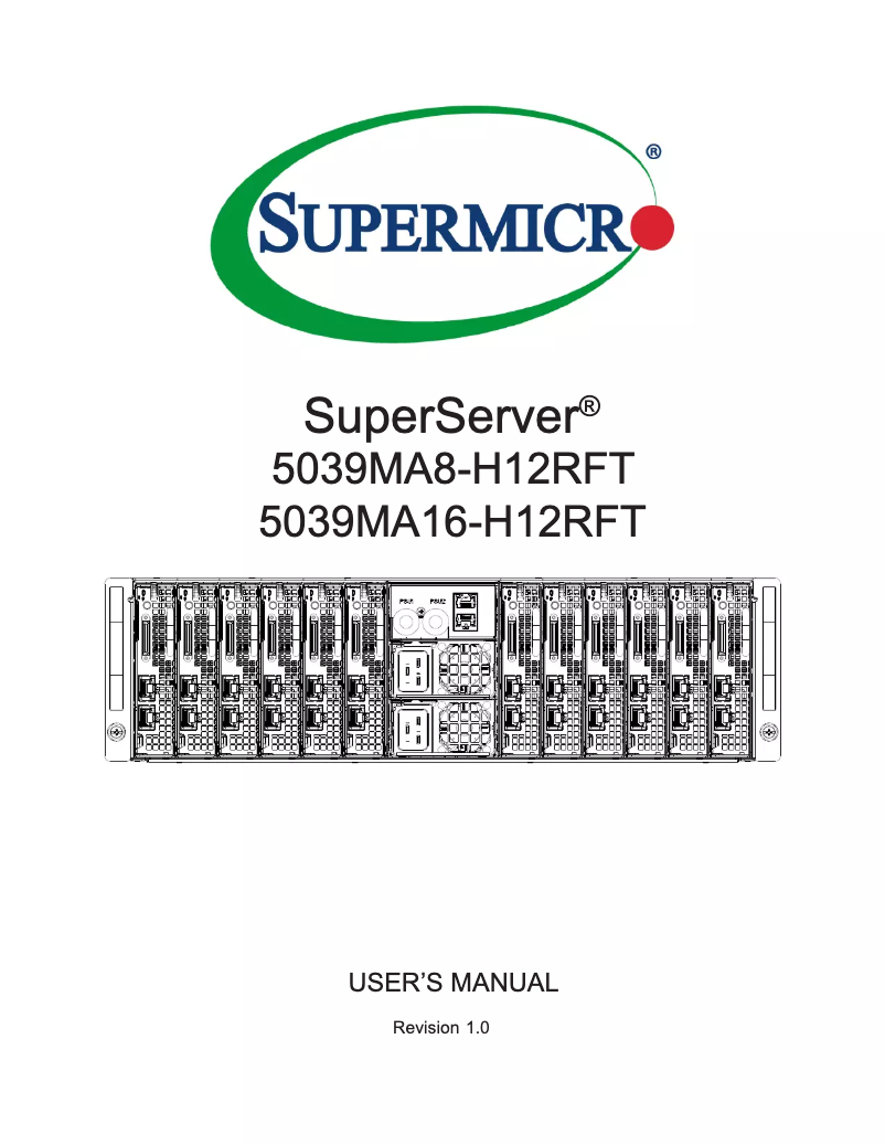 Page 1 de la notice Manuel utilisateur Supermicro SuperServer 5039MA8-H12RFT