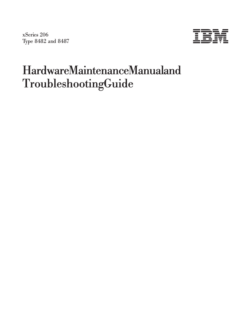 Page n°1 - Manuel utilisateur IBM eServer xSeries 206