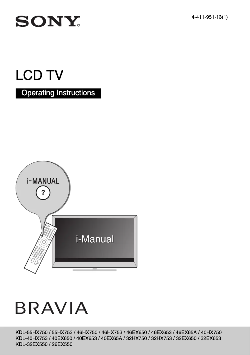 Image de la première page du manuel de l'appareil Bravia KDL-32EX550