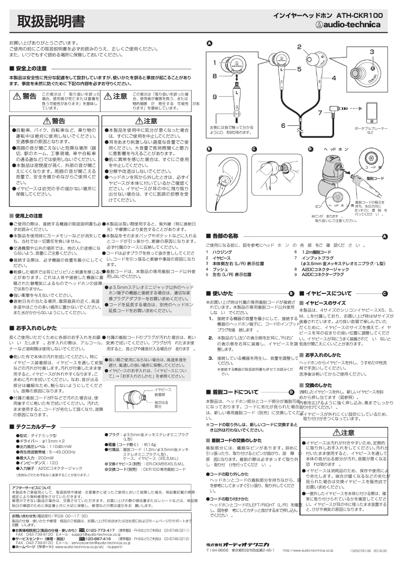 Página 1 del manual Manual de usuario Audio-Technica ATH-CKR100