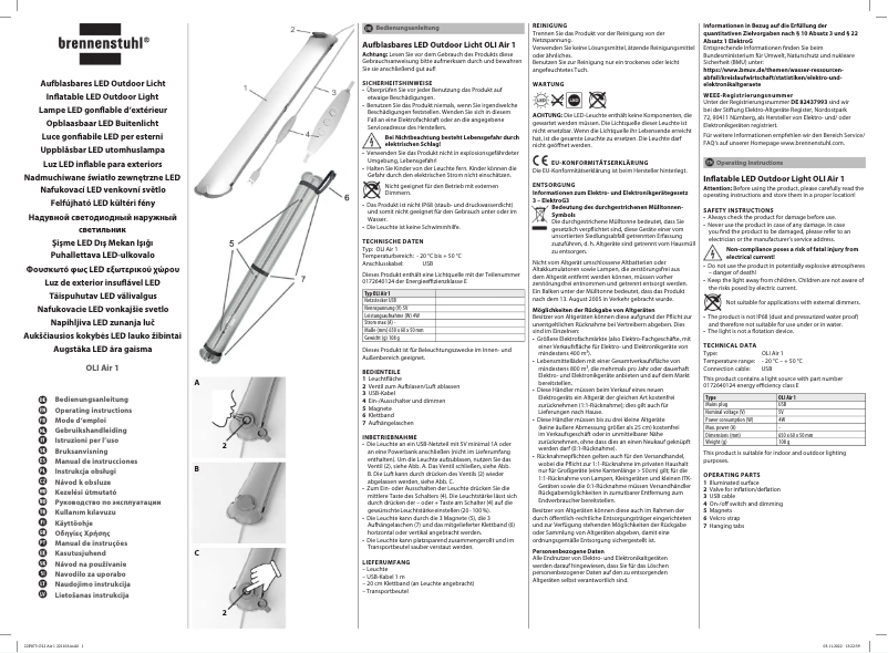 Page 1 de la notice Manuel utilisateur Brennenstuhl OLI Air 1