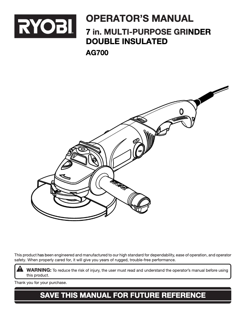 Image de la première page du manuel de l'appareil AG700