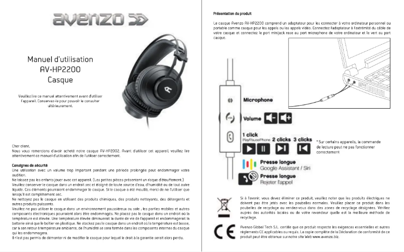 Image de la première page du manuel de l'appareil AV-HP2200