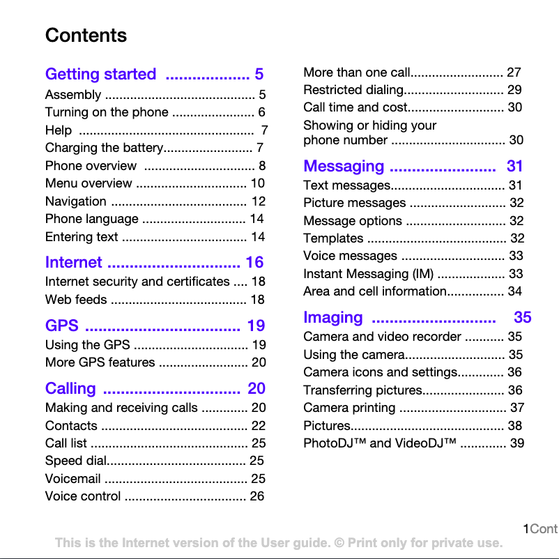 Page 1 de la notice Manuel utilisateur Sony Ericsson TM506