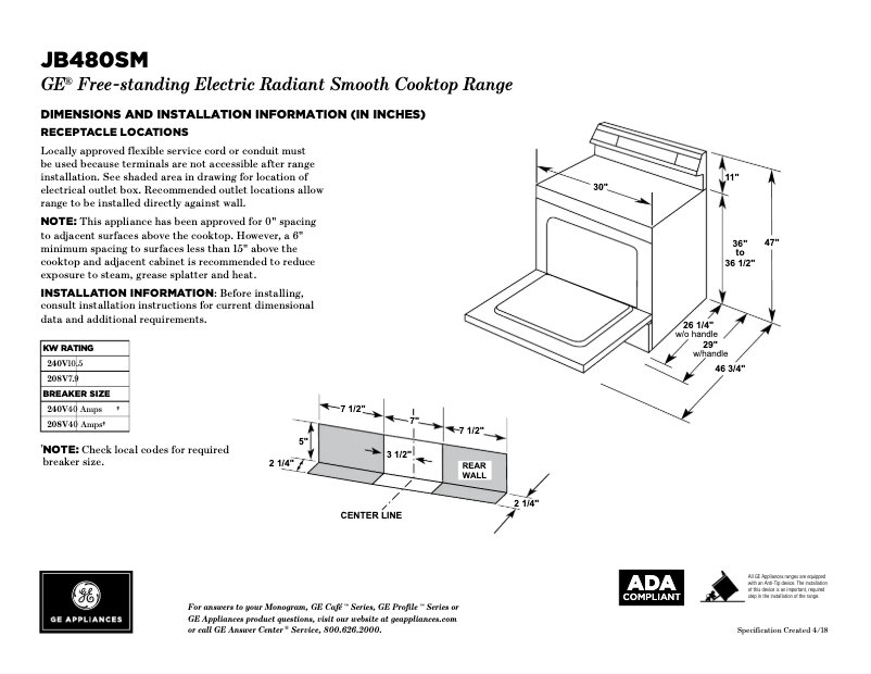 Página 1 del manual Guía de inicio rápido GE JB750SJSS