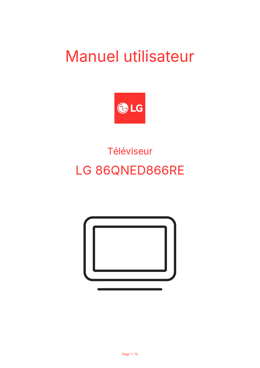 Page n°1 - Manuel utilisateur LG 86QNED866RE