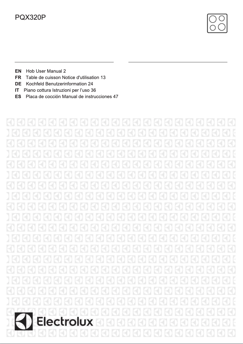 Page 1 de la notice Manuel utilisateur Electrolux PQX320P