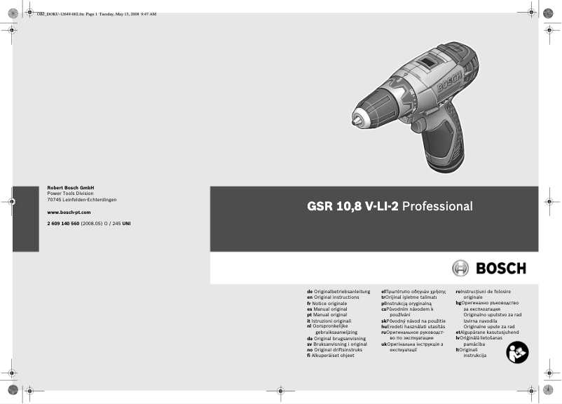 Page 1 of the manual User Manual Bosch GSR 10,8 V-LI-2