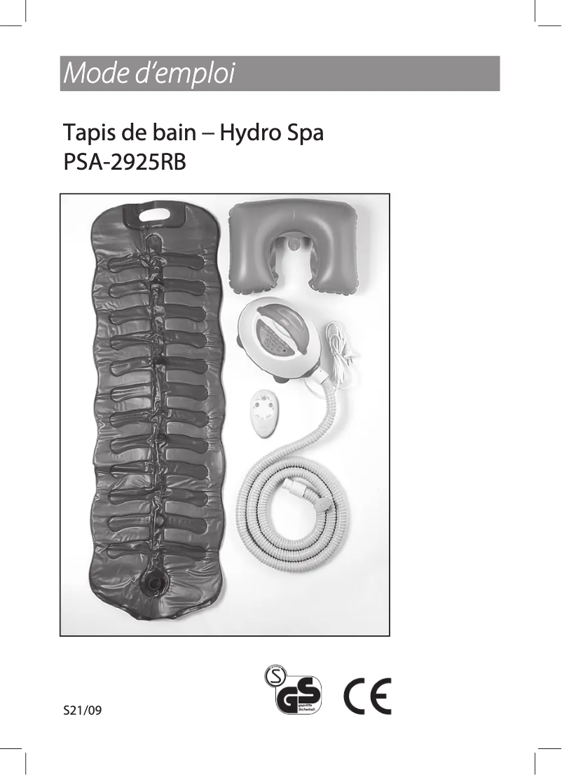 Page n°1 - Manuel utilisateur Quigg PSA-2925RB