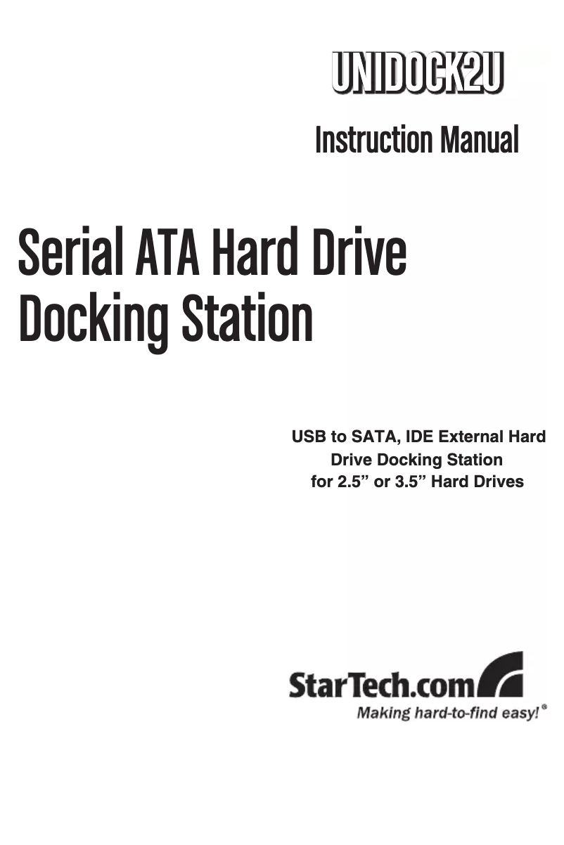 Page n°1 - Manuel utilisateur StarTech.com UNIDOCK2U