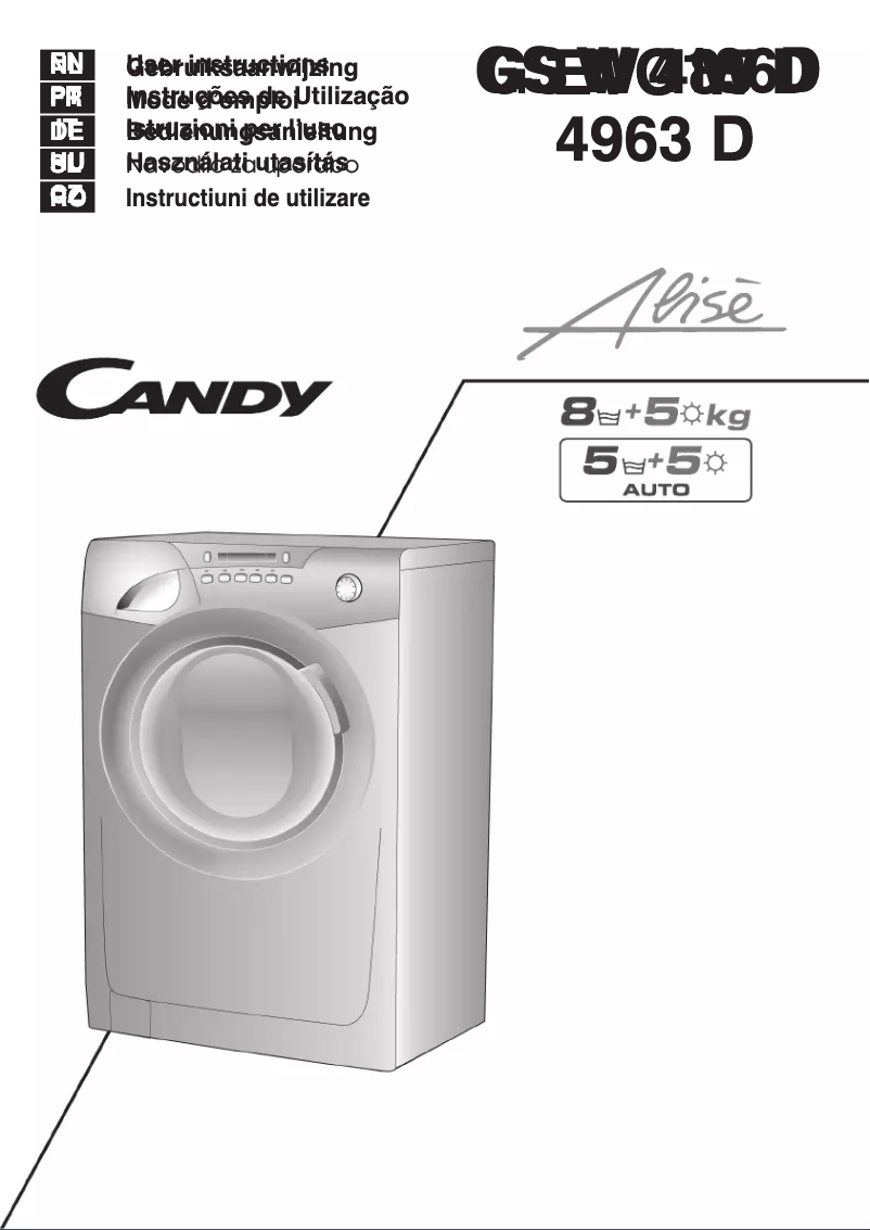 Page n°1 - Manuel utilisateur Candy GS W485D-S