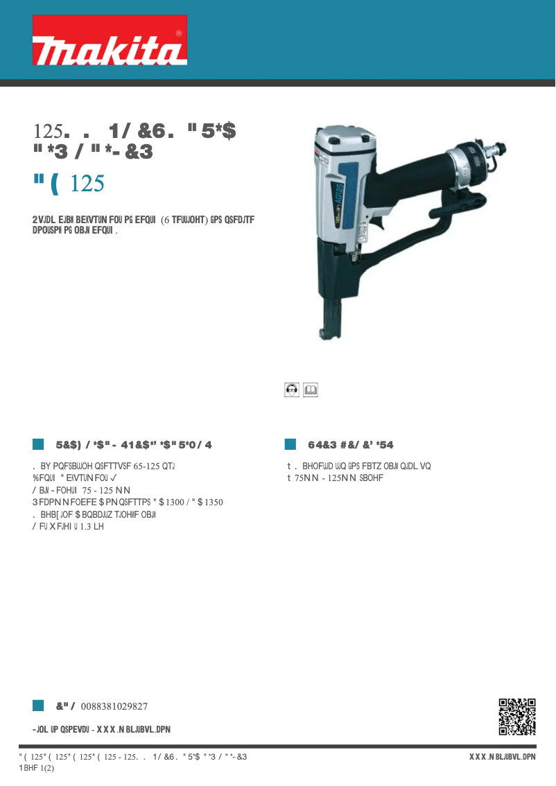Page 1 de la notice Fiche technique Makita AG125