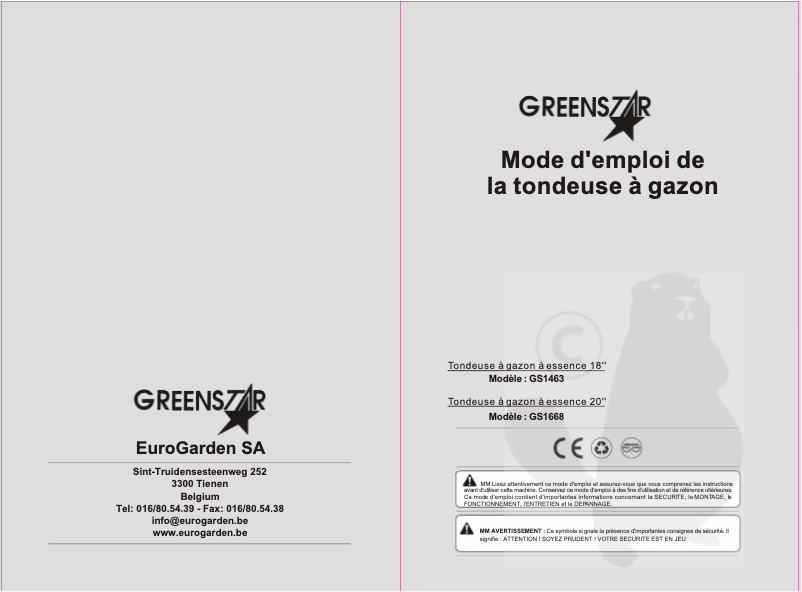 Page n°1 - Manuel utilisateur Greenstar GS1463