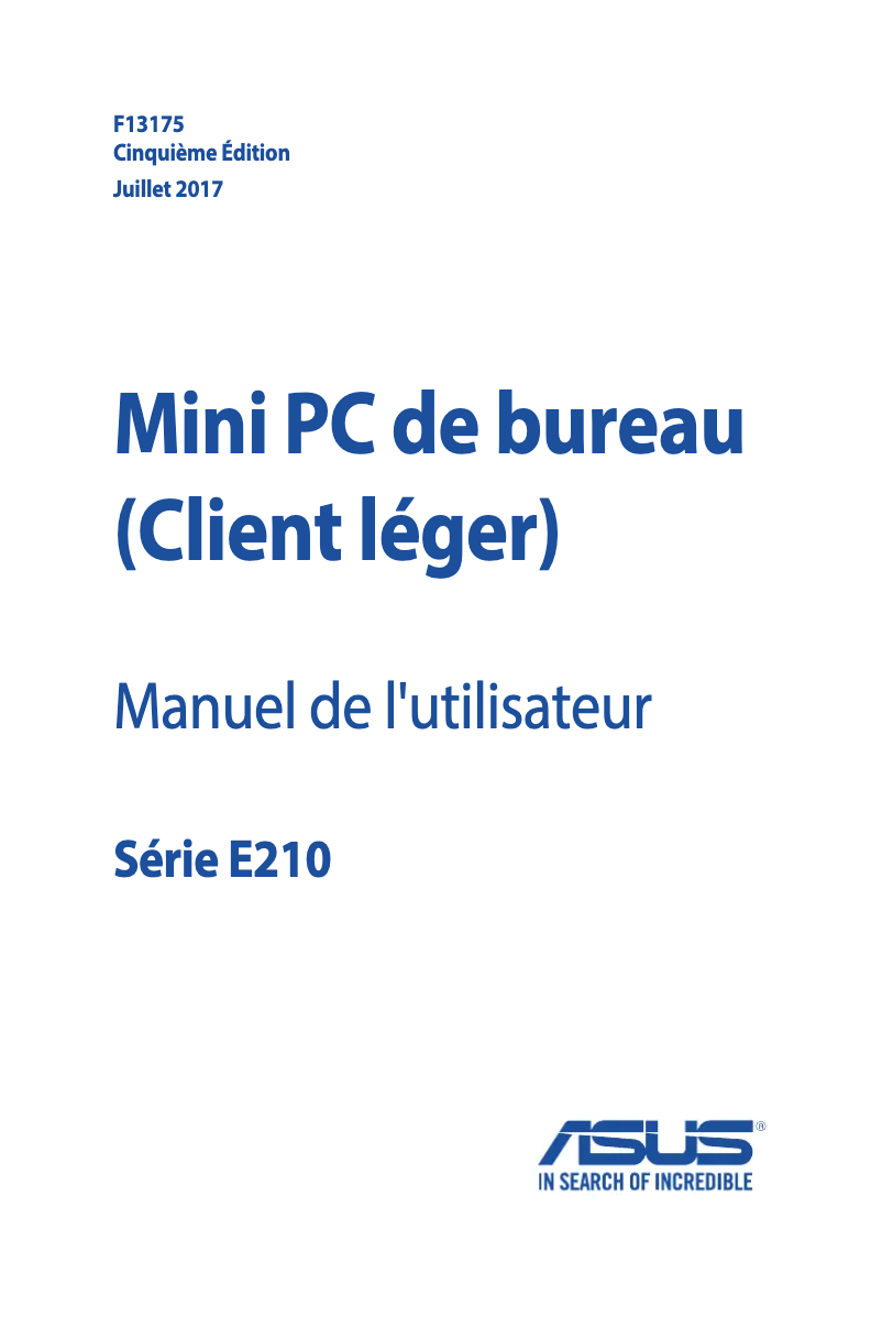 Page n°1 - Manuel utilisateur Asus EeeBox PC E210
